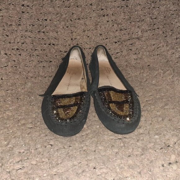 HOUSE OF HARLOW-1960 Millie-Black Suede Beaded Moccasins-Size 36-Excellent - Picture 3 of 7